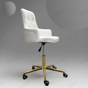Velvet Gilded Base Technician Chair with Backrest Customizable Color Small <b>Stool</b> - Product Image 3