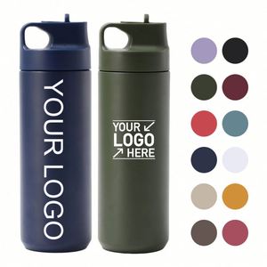 Custom Vacuum <b>Flask</b> Hot Drinks Insulated Travel Mug with Flip Straw Water Bottle Press Button Stainless Steel <b>Coffee</b> Tumbler Cup - Product Image 1