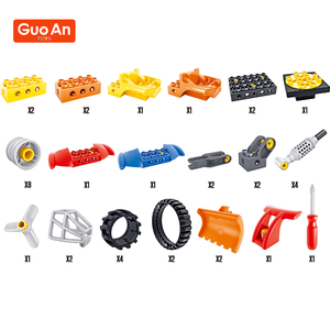 Guoan Đồ chơi giáo dục mầm non đơn giản máy công nghệ kỹ thuật xe Nâng Bộ dụng cụ đồ chơi hơi nước xây dựng khối thiết lập cho trẻ em - Product Image 3