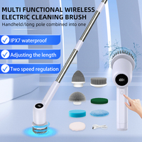 Brosse de Nettoyage Électrique Rotative Sans Fil Étanche avec 7 Têtes de Brosse Interchangeables pour Baignoire, Carrelage et Sol