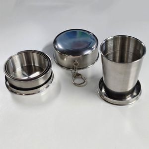 Taza Portátil Plegable de Acero Inoxidable para Camping y Viajes, con Cadena para Llaves - Product Image 3