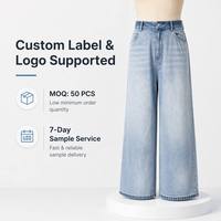 Jeans Premium Coupe Décontractée pour Homme, Pantalon en Denim Ample à Jambes Larges, Lavage Vintage, Style Skater Streetwear, Bleu Clair, Pantalon en Coton Oversize
