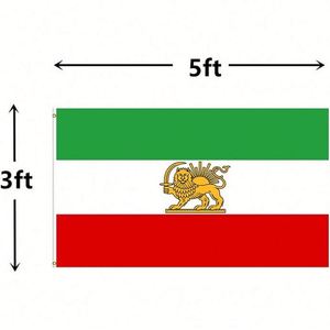 ธงชาติอิหร่านลายสิงโตและพระอาทิตย์ ขนาด 90x150 ซม. ผลิตจากโพลีเอสเตอร์คุณภาพสูง เย็บสองชั้น สำหรับงานอีเว้นท์ระดับประเทศ ขายส่ง - Product Image 4