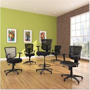 Silla Giratoria/Inclinable Alera ALE Serie Elusion con Respaldo Medio de Malla Transpirable, Color Negro, con Reposacabezas Ajustable para Oficina, Hogar u Hospital - Product Image 1