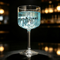 Verres à Gin Tonic Côtelés Vintage 510 ml (17,2 oz) – Verres à Cocktail Gaufrés à Long Pied – Gobelets à Vin en Verre Sans Plomb pour Bar et Hôtel