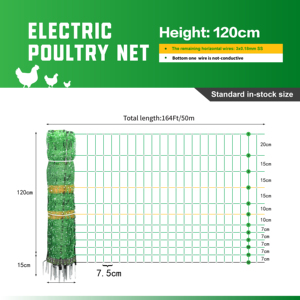 Kit de Malla Eléctrica para Aves de Corral de Fácil Instalación, 48' x 164', 0.12 Joules, Valla para Pollos y Patos, Rejilla, Puertas - Product Image 6