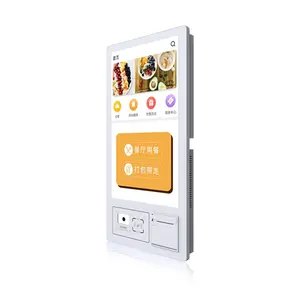 21.5 Inch Customized Self Ordering Checkout Machine Touch Screen Pc Self Service Payment Kiosk Terminal With Credit Card Reader