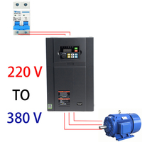 Variateur de fréquence industriel 0,75-11 kW 220 V/380 V 50/60 Hz monophasé CE ISO9001 à économie d'énergie avec contrôle vectoriel/V/F Série 200 LED/LCD