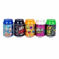 Pot en plastique cylindrique PET de 100 ml, style canette de soda, avec couvercle à clapet, logo personnalisé, hermétique, résistant à l'humidité, pour le stockage de bonbons, 3,5 g