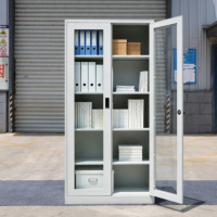 Archivador de Acero Resistente con Puerta de Vidrio, Gabinete Metálico de Almacenamiento para Oficina, con Cerradura, para Almacenamiento de Documentos, Venta al por Mayor para Fábricas
