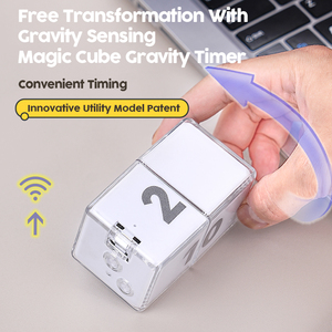 충전식 소형 사각형 주방 타이머 플립 유도 매직 큐브 중력 센서 카운트 다운 전자 시간 가정용 플라스틱 - Product Image 4
