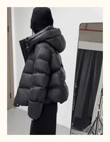Nouveau Manteau court matelassé à capuche pour femme 2026, style coréen, en duvet de canard blanc épais, coupe bouffante, stock international