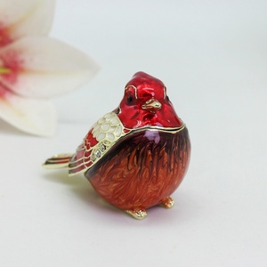 SHINNYGIFTS <span class=keywords><strong>peint</strong></span> à la main oiseaux Animal boîte à bijoux en métal bibelot boîte pour anneau Figurine Collection maison décorative émail <span class=keywords><strong>oiseau</strong></span> - Product Image 6