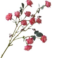 Y-258 Haute Qualité 11 Têtes de Boutons de Rose Artificiels Réalistes en Soie à Effet Printanier pour Décoration de Table de Remise de Diplôme et de Fête à Domicile