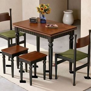 Solid Wood Folding Dining <b>Table</b> Rectangular Black American Style Vintage For Small Apartments - Product Image 3