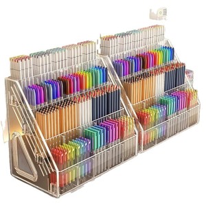 Thinking Me Acrylic Square Pen Holder Compartments <b>Large</b> Capacity Watercolor Pens Desktop Drawing Marker Storage <b>Box</b> Personal - Product Image 2