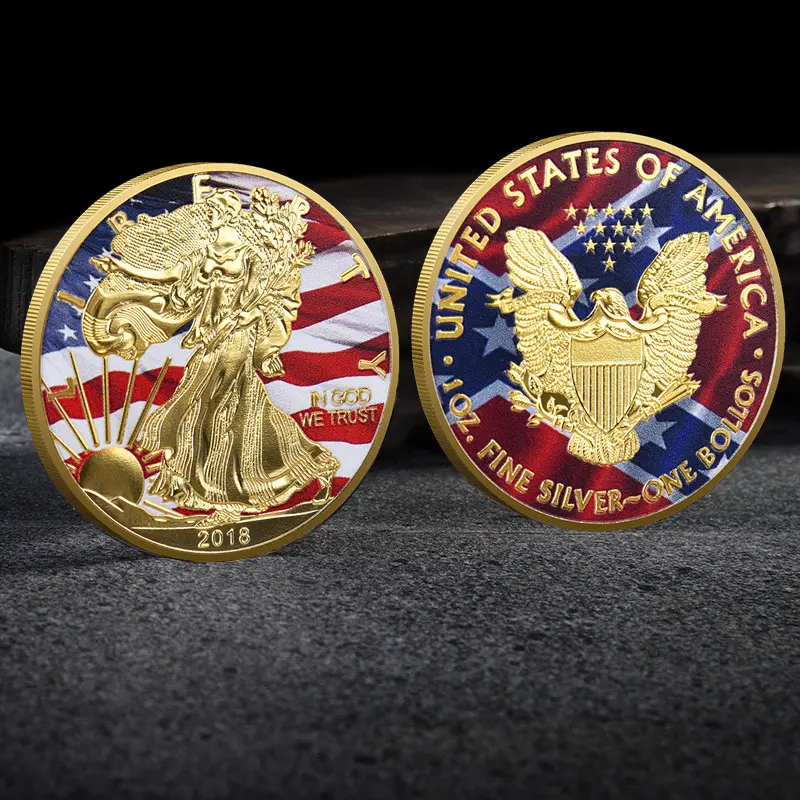 Großhandel 3D Liberty bis Personal isierte Sammlung Münze geprägt farbige Metall Goldmünzen