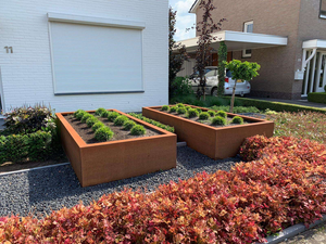 Jardinière extérieure en acier Corten avec cloison - Product Image 5