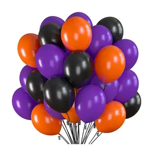 ALO 12 인치 도매 파티 장식 헬륨 블랙 오렌지 라운드 풍선 라텍스 해피 할로윈 풍선