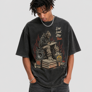 Camiseta Personalizada con Estampado de Arte Gótico, 100% Algodón, Corte Holgado, Estilo Vintage, Streetwear, para Hombre - Product Image 3