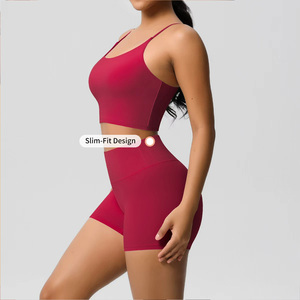 Conjunto Deportivo de 3 Piezas para Mujer, Shorts de Cintura Alta, Leggings para <span class=keywords><strong>Gimnasio</strong></span>, Cómodos, de Secado Rápido y Transpirables, Venta al Por Mayor - Product Image 6
