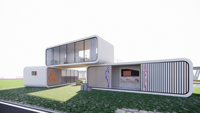 Lit Apple Cabin respirant de style mid-century moderne avec structure en acier |   Hôtel modulaire en conteneurs en bois et en acier, dortoir, restaurant, logement