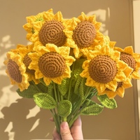 En gros En Vrac Artificielle Tournesol Unique À La Main Crochet Bouquet De Fleurs Suspendus Coloré Tricoté Laine Tournesol Décor À La Maison