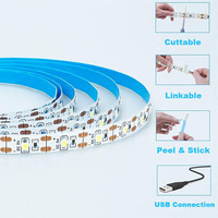 Bande LED flexible électro-plaquée SMD2835 5V 120 LED 8mm 6500K Blanc, coupable à l'unité