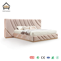 Suite de chambre à coucher moderne haut de gamme sur mesure, lit rembourré en velours bleu foncé écologique, mobilier complet pour la maison, approvisionnement unique