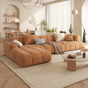 Italian Popular Fabric <b>Sofa</b> Cream Style <b>Small</b> Apartment Tech Cloth Straight Corner Puff <b>Sofa</b> Combination - Product Image 1