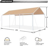 Abri de voiture robuste, garage pour voiture, auvent, tente de stationnement pour voiture, carport 10x20 pieds beige vert gris blanc