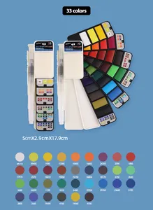 ज़िन बोवेन नया डिज़ाइन 33 रंग आर्टिस्ट पेंट 3एमएल पुश-पुल प्लास्टिक बॉक्स वॉटरकलर केक सॉलिड वॉटरकलर