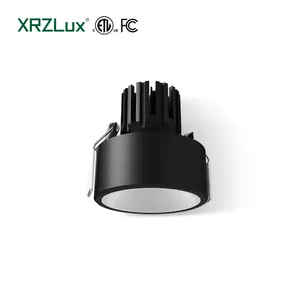 XRZLux lampu LED langit-langit, 15W tersembunyi bulat bisa diredupkan, Anti silau COB 0-10v dapat diredupkan