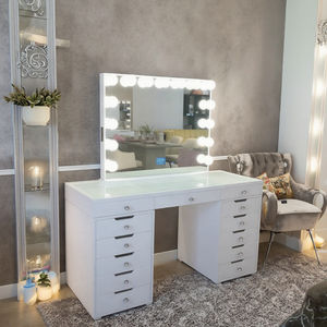 חם מכירת הלבשה מינימליסטית מודרנית שולחן הוביל אורות סלון יופי סלון חדר שינה דלי ארון משולב איפור להתאמה אישית - Product Image 6