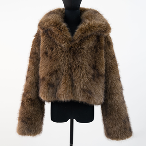 Nouveau design Manteau <span class=keywords><strong>femme</strong></span> chic à revers long en fausse <span class=keywords><strong>fourrure</strong></span> Vente en gros <span class=keywords><strong>Veste</strong></span> de luxe en fausse <span class=keywords><strong>fourrure</strong></span> - Product Image 1