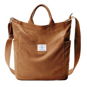 Sac fourre-tout en velours côtelé pour filles, personnalisé avec logo, décontracté, simple, durable, pour l'école, idéal pour le shopping en hiver - Product Image 1