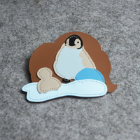 Étiquettes personnalisées en cuir PU avec motifs animaux de dessin animé, imprimées UV, écologiques, pour sacs, chapeaux, accessoires de vêtements à coudre, vente en gros OEM