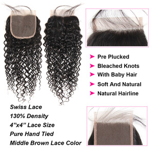 生缅甸束人发扭结卷发波3束带4x4 5x5蕾丝闭合缅甸卷曲发束带闭合 - Product Image 3