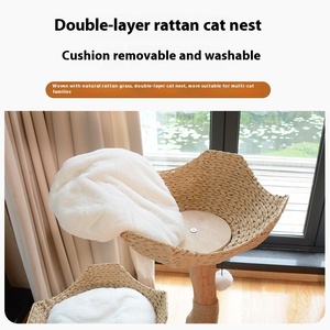 Di lusso in legno massello albero gatto integrato nido e salto piattaforma arrampicata Rack e afferrare colonna giocattolo per gatti confezionati in cartone - Product Image 3
