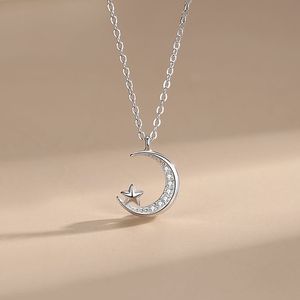 Collar personalizable de plata de ley S925 con elementos de estrella y luna, versión cobre, regalo de San Valentín para mujer - Product Image 5