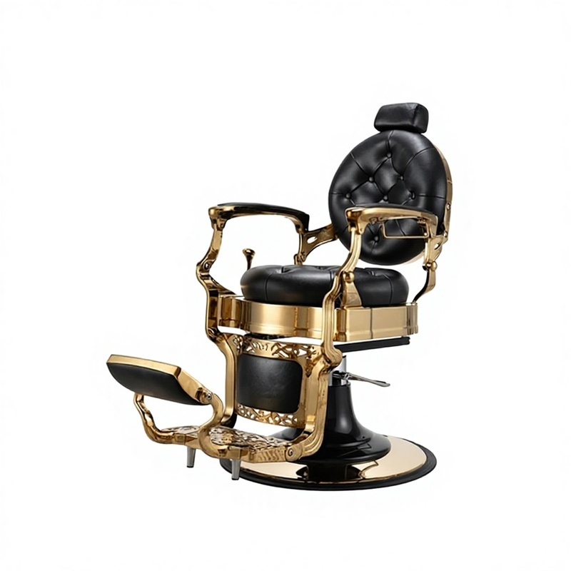 Luxury Salon Barber Chair Black Gold