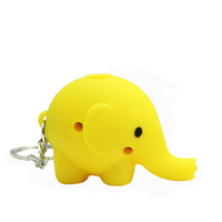 Mini lampe torche LED en forme d'éléphant de dessin animé 3D, porte-clés en plastique pour promotion