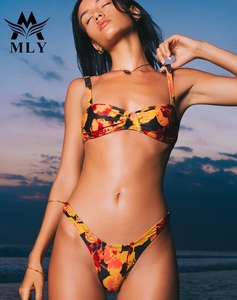 MLY 2025 sıcak Oem yeni özel yaz baskı kadınlar seksi geri çapraz bandaj kadın mayo Bikini - Product Image 3