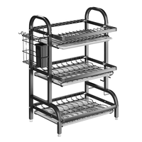 Égouttoir à vaisselle moderne en acier inoxydable à trois niveaux, type sur pied, portable, compact, ensemble d'égouttoir à vaisselle détachable, grand égouttoir à vaisselle