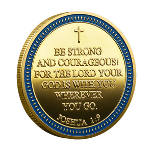 Moneda Conmemorativa Cristiana con Versículo Inspirador, Recuerdo Cristiano, Regalo de Fe para Creyentes, Recordatorio Diario, Sé Fuerte y Valiente - Product Image 3