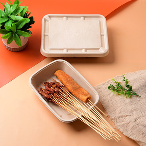 Disposable Sugarcane Pulp <b>Lunch</b> <b>Box</b> Biodegradable Square With Lid Takeout Picnic Bento Container <b>Microwave</b> Safe - Product Image 1