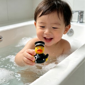 Jouets <span class=keywords><strong>de</strong></span> bain en caoutchouc PVC personnalisés en forme <span class=keywords><strong>de</strong></span> canard policier pour tout-petits, enfants, <span class=keywords><strong>piscine</strong></span>, plage, jouets promotionnels - Product Image 4