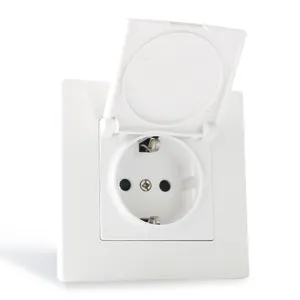 82*82mm White Black Grey Color PC Panel Electrical Supplies Power Schuko Socket With Waterproof Cover Single EU Outlet