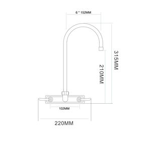 Grifo de Cocina Moderno de Latón con Doble Manija y Boquilla Giratoria de 360 Grados, Montado en la Pared, con Acabado Cromado - Product Image 2