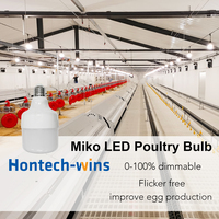 Lampes pour poulailler Hontech professionnelles IP67, sans scintillement, 2700K-6500K, angle de faisceau de 300°, ampoule LED pour volailles à intensité variable, CRI élevé 85